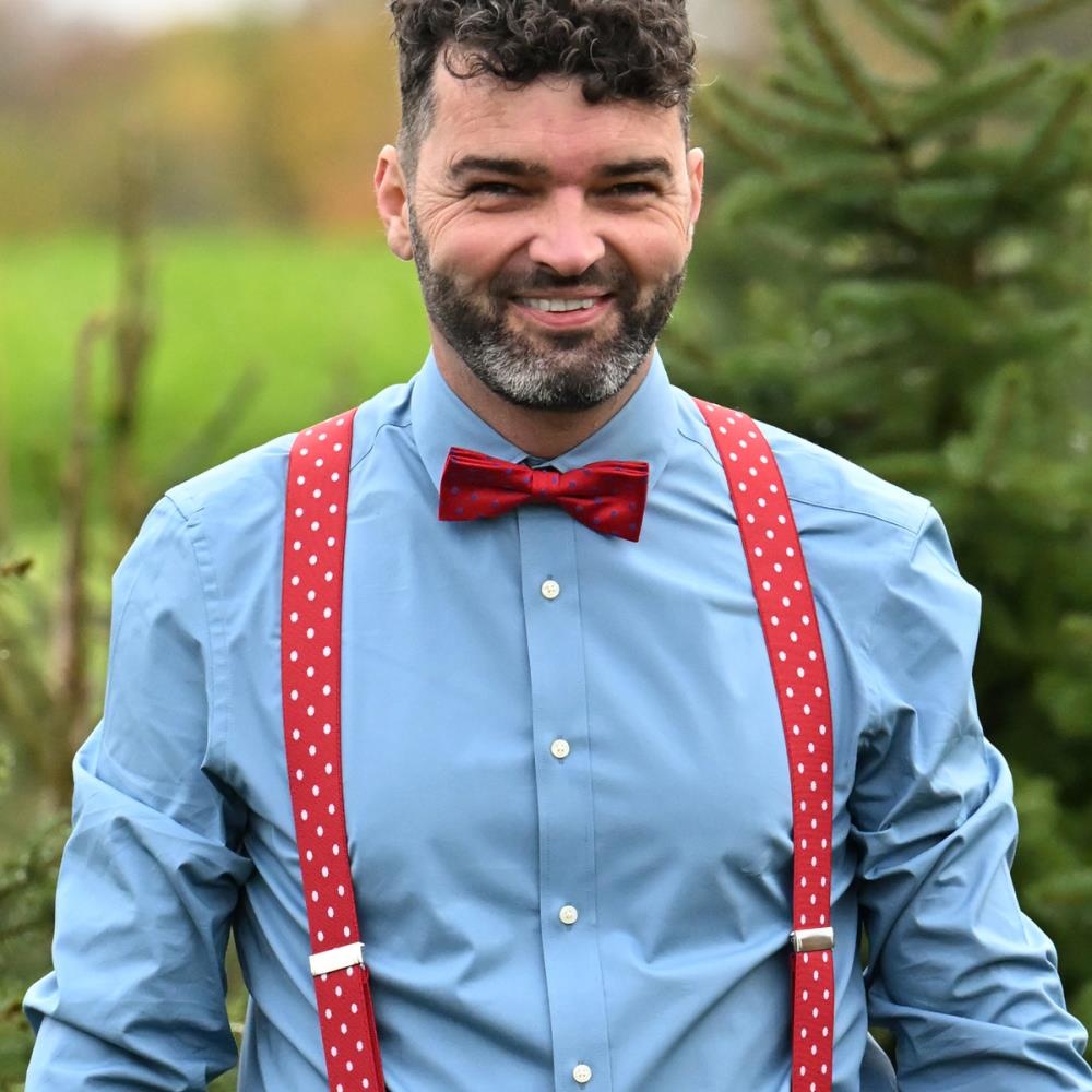bretels rood met witte polkadots - 2