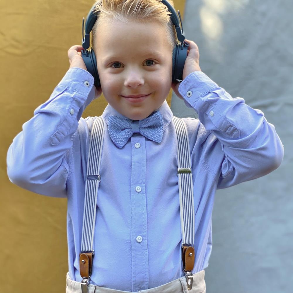 gebreide kinderstrik lichtblauw - 1