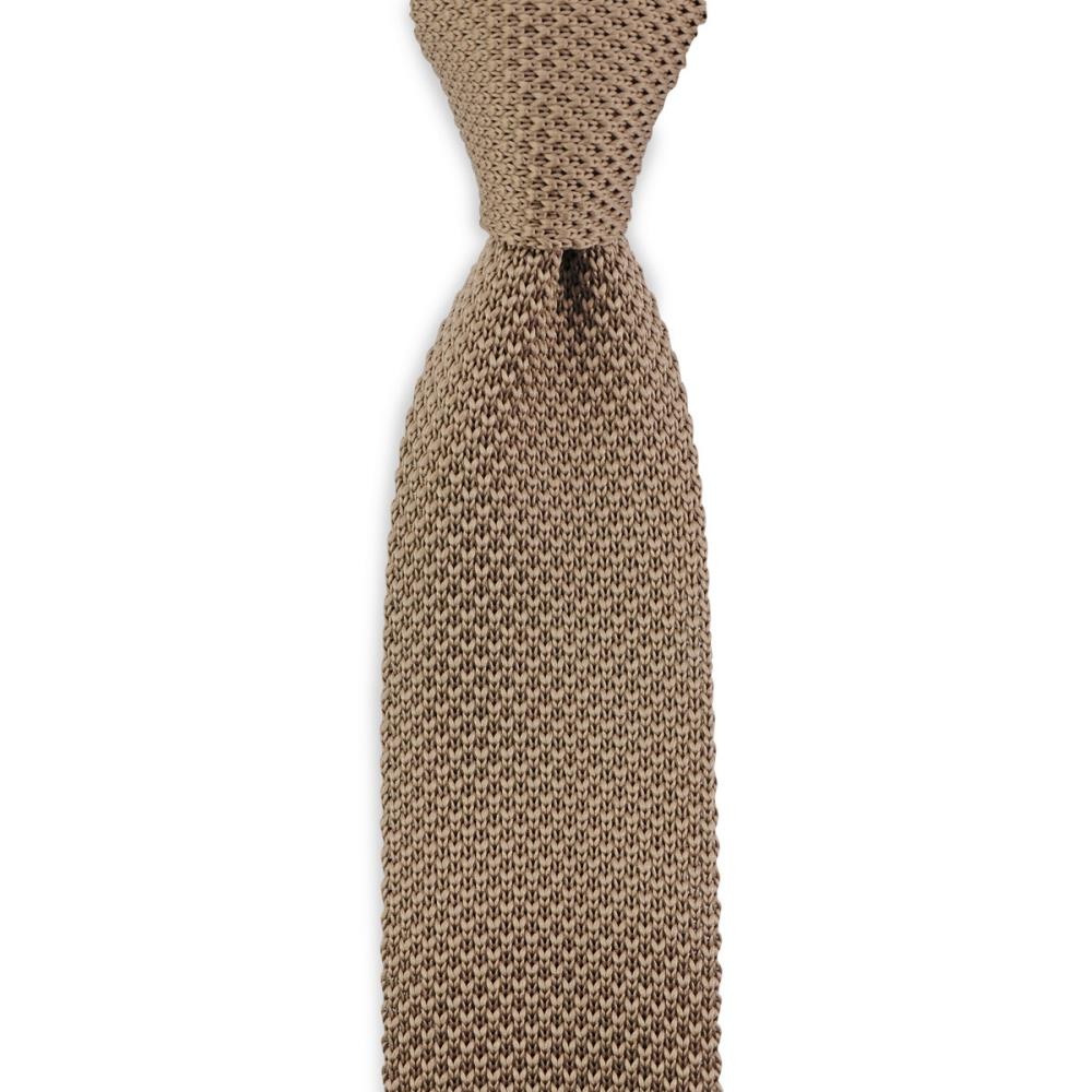 gebreide stropdas warm taupe - 1