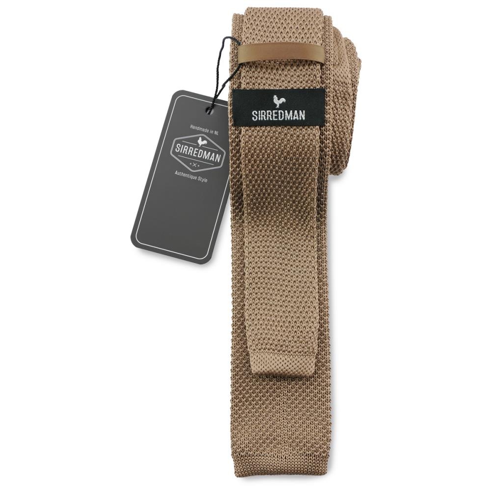 gebreide stropdas warm taupe - 2