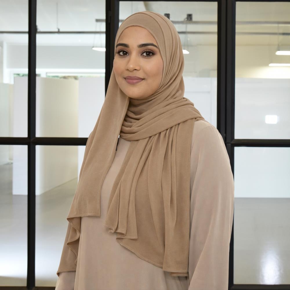 hoofddoek polyester jersey uni beige - 1