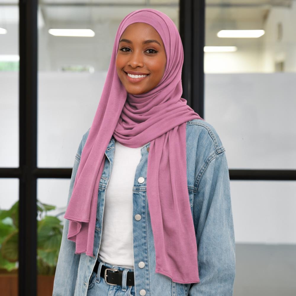 hoofddoek polyester jersey uni berry - 2