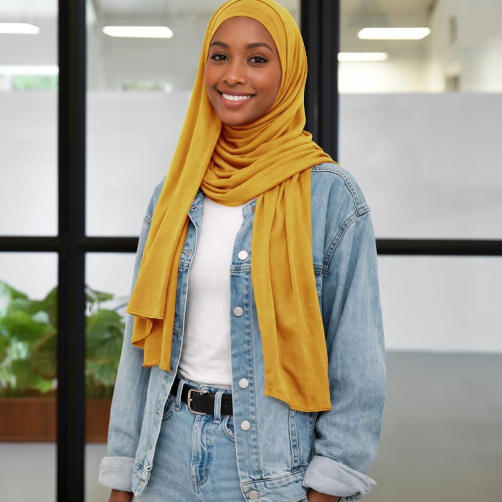 hoofddoek polyester jersey uni geel - 1