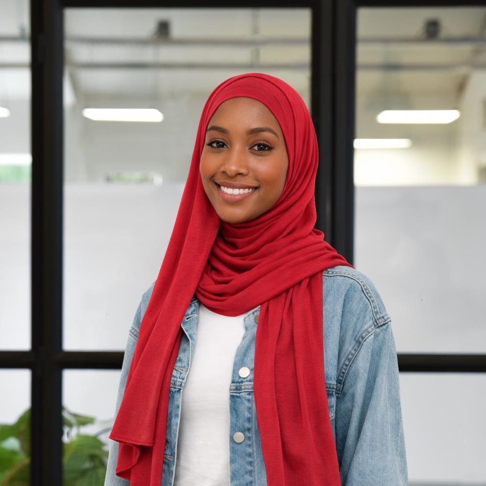 hoofddoek polyester jersey uni rood - 2