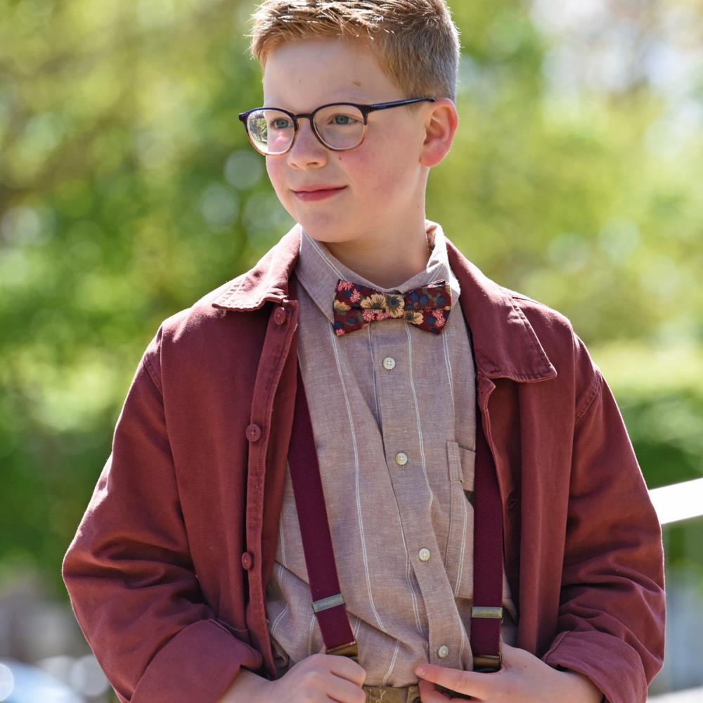 kinderstrik Vintage Flower bordeaux - 1
