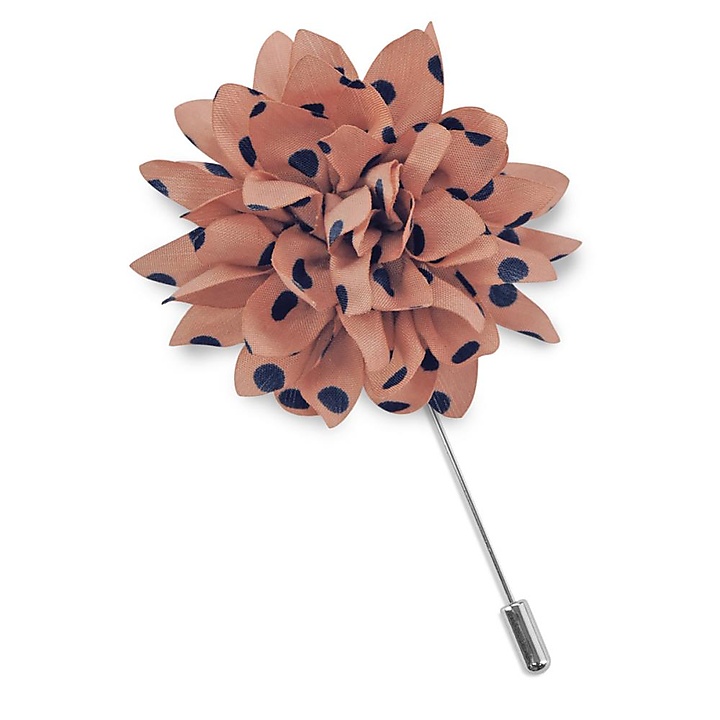 Revers pin dahlia dots peach blauw