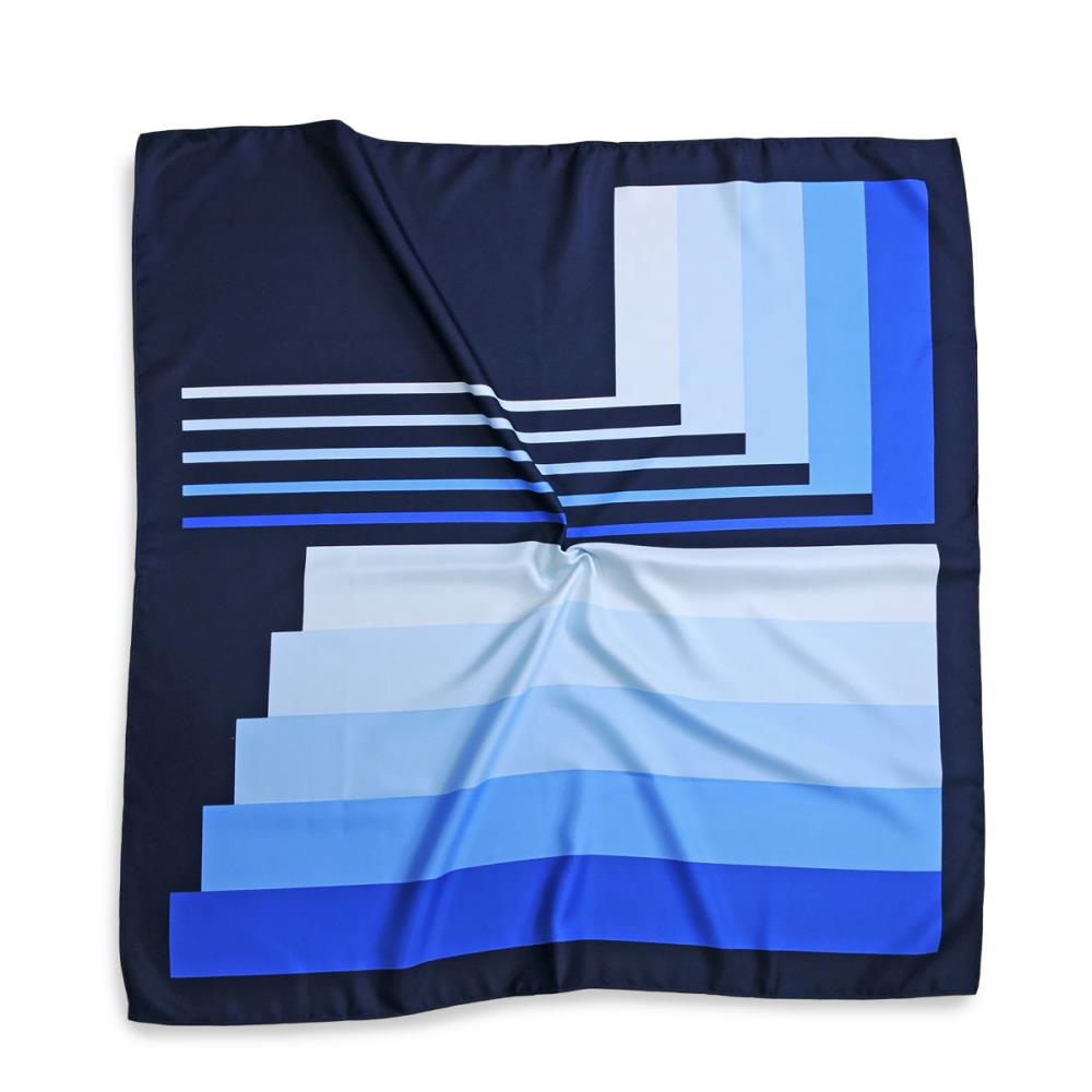 sjaal blauw gestreept vierkant - 2