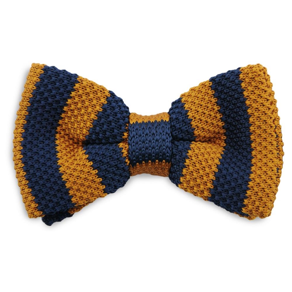 Strik gebreid blauw - cognac - 1