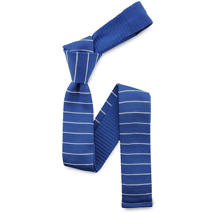 Stropdas gebreid blauw gestreept