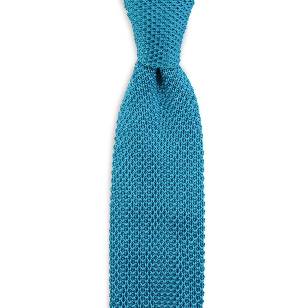 stropdas gebreid cyaan blauw - 1