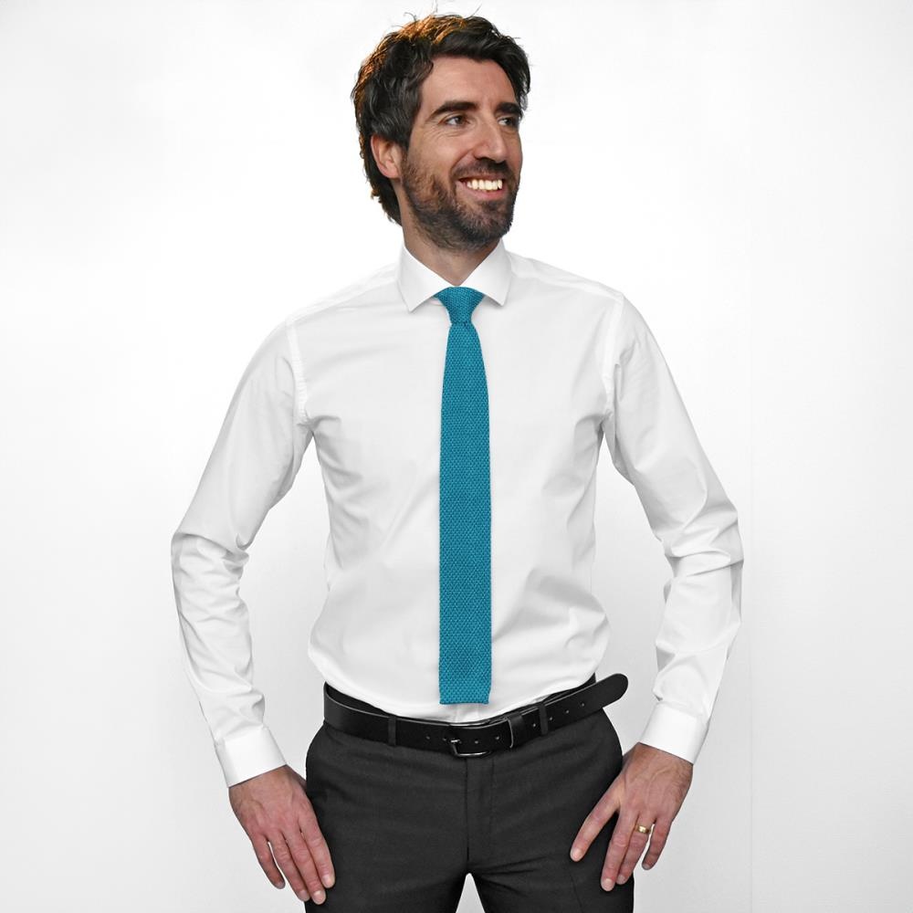 stropdas gebreid cyaan blauw - 2