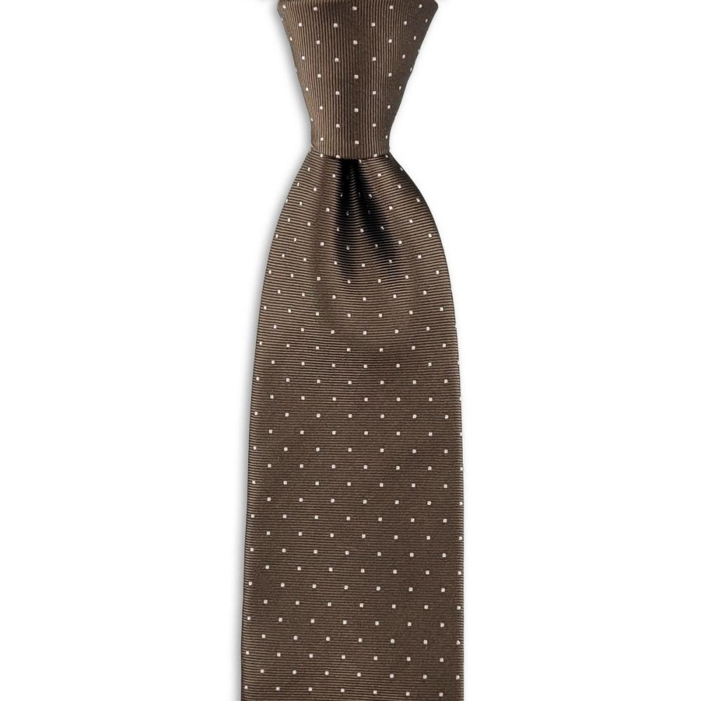 stropdas Mayfair Dots Brown - 1