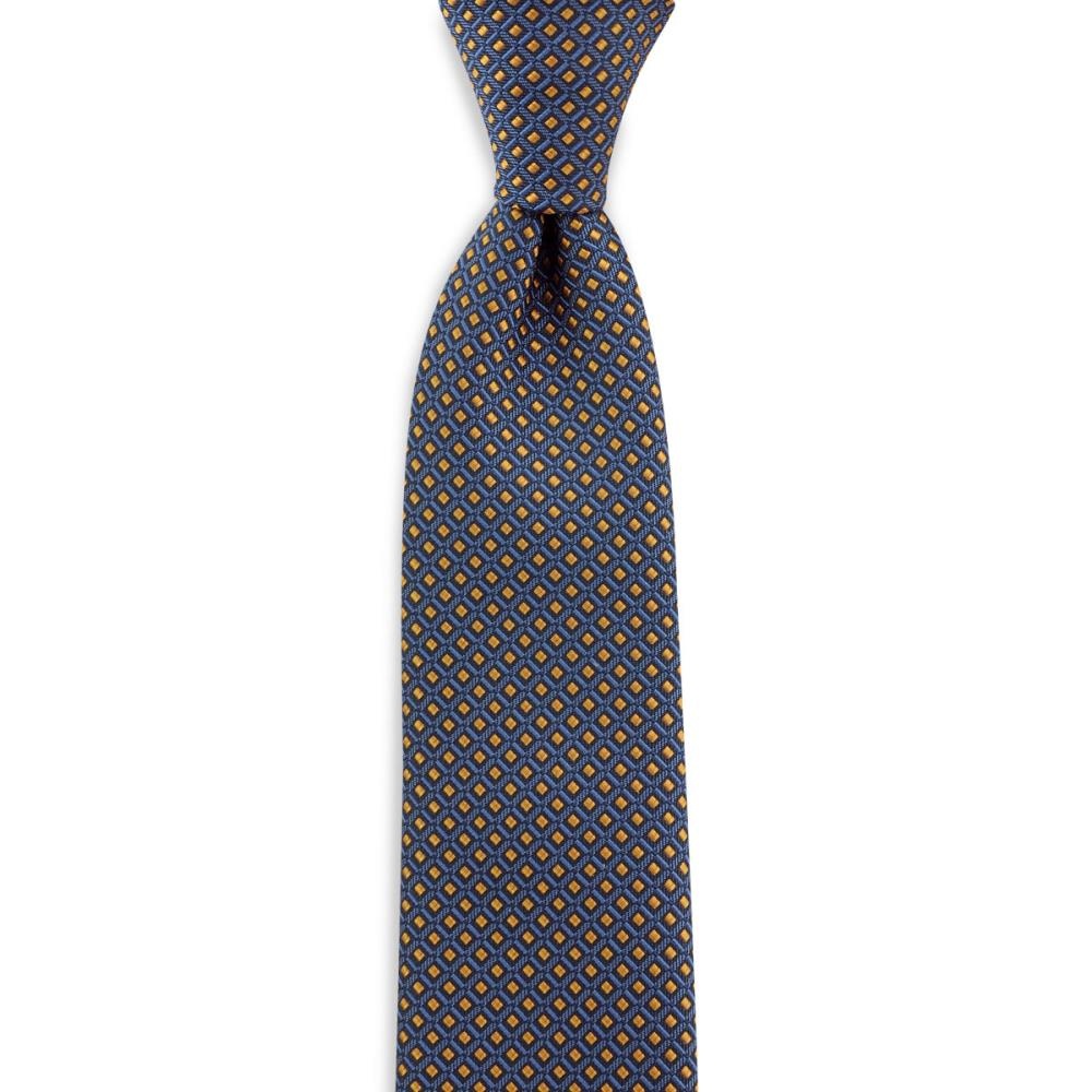 stropdas patroon denimblauw oker - 1