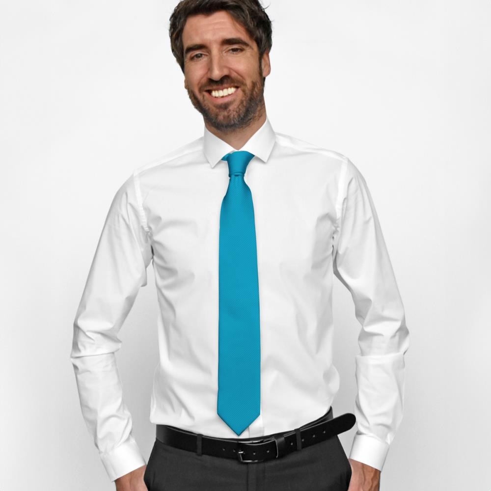 stropdas zijde repp turquoise - 2