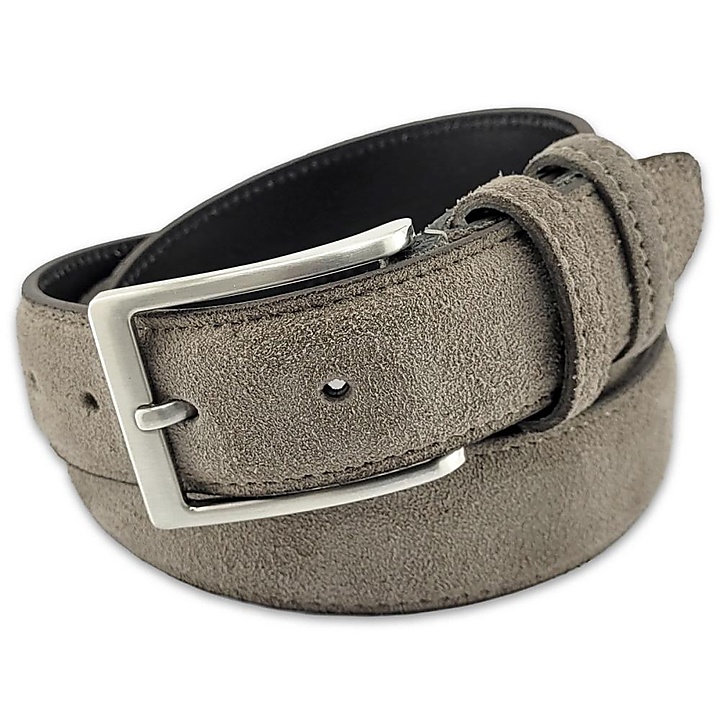 suede riem lichtgrijs M