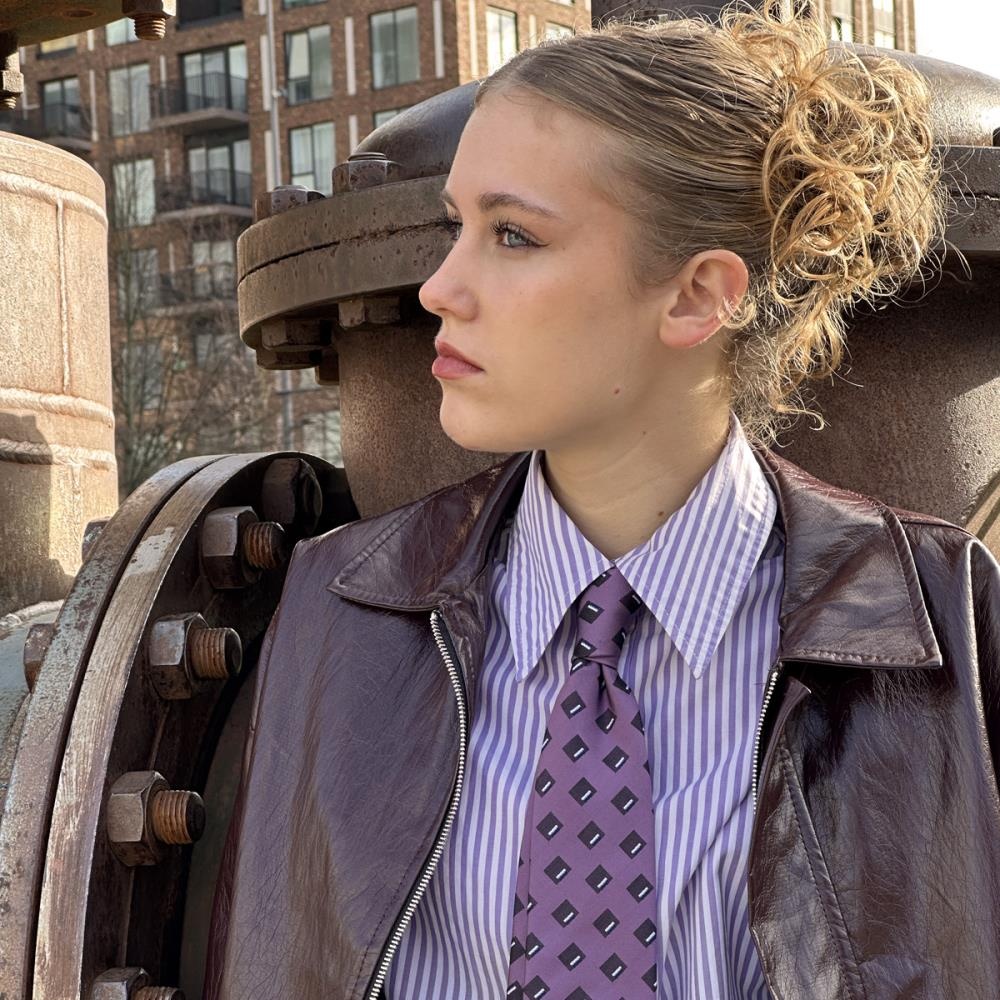 Women's tie Tompson Square paars - 1