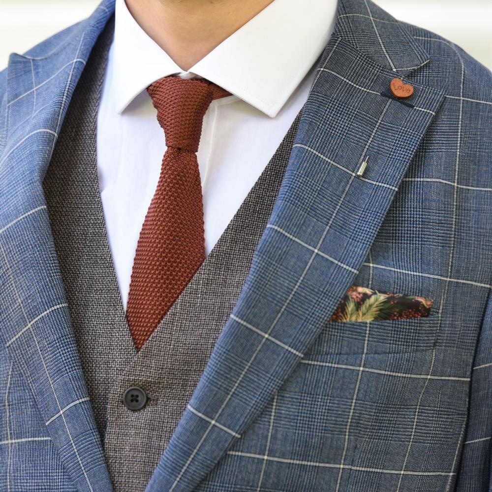 WORK gebreide stropdas roestbruin - 1